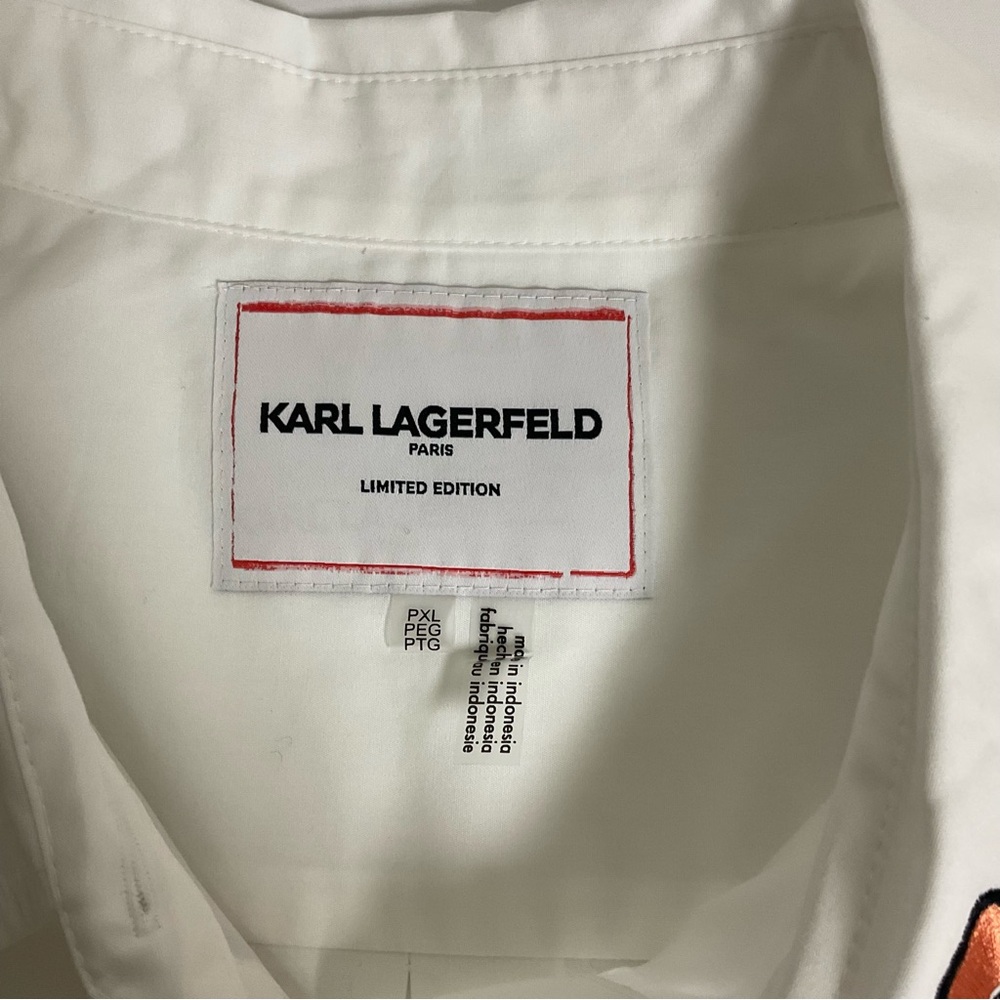 KARL LAGERFELD PARIS Petite Cotton Embroidered Short-Sleeve Shirt Size XL - Picture 5 of 8